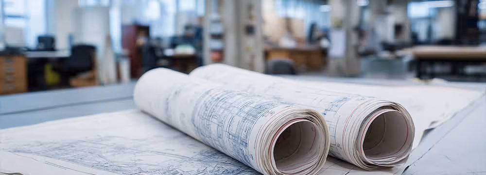 Blueprints on a table