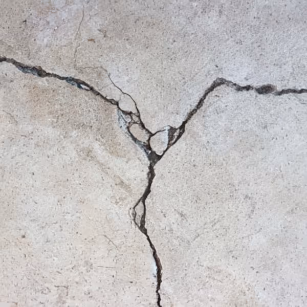 Cracked concrete flooring