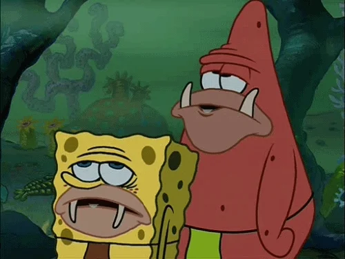 Sponge Bob and Patrick illustrated as cavemen