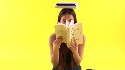 Animation of woman flipping through the pages of a book