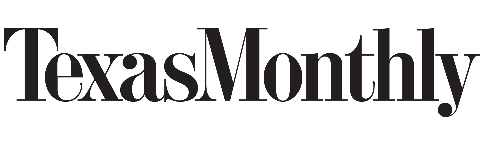 Texas Monthly magazine logo in black serif font on a white background.
