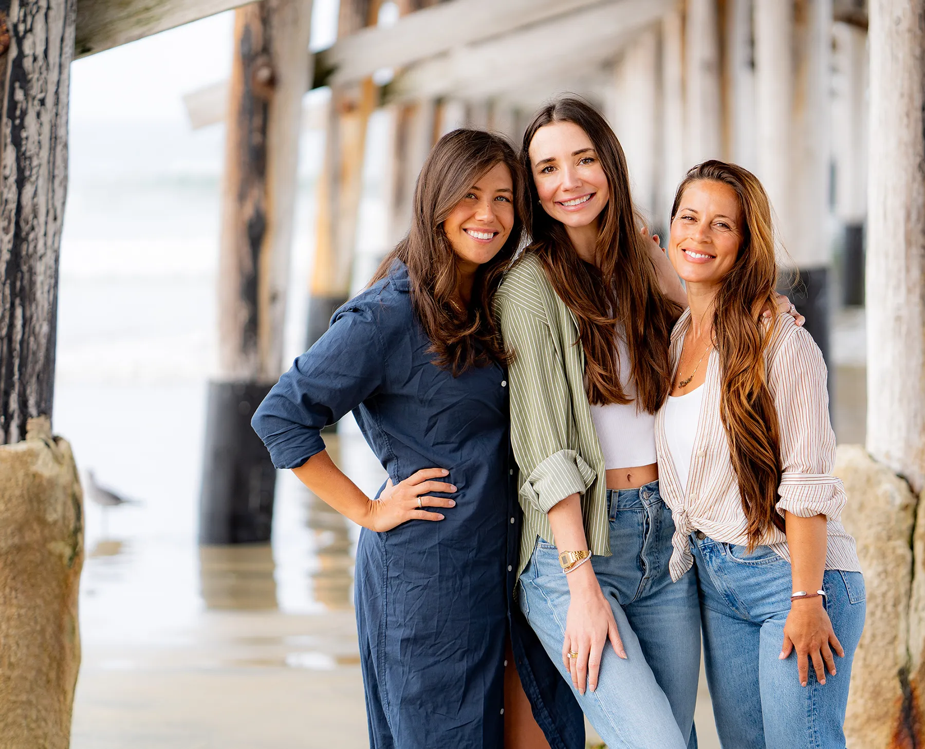 Photo of Blaine, Tara, and Kahlah on the beach, smiling