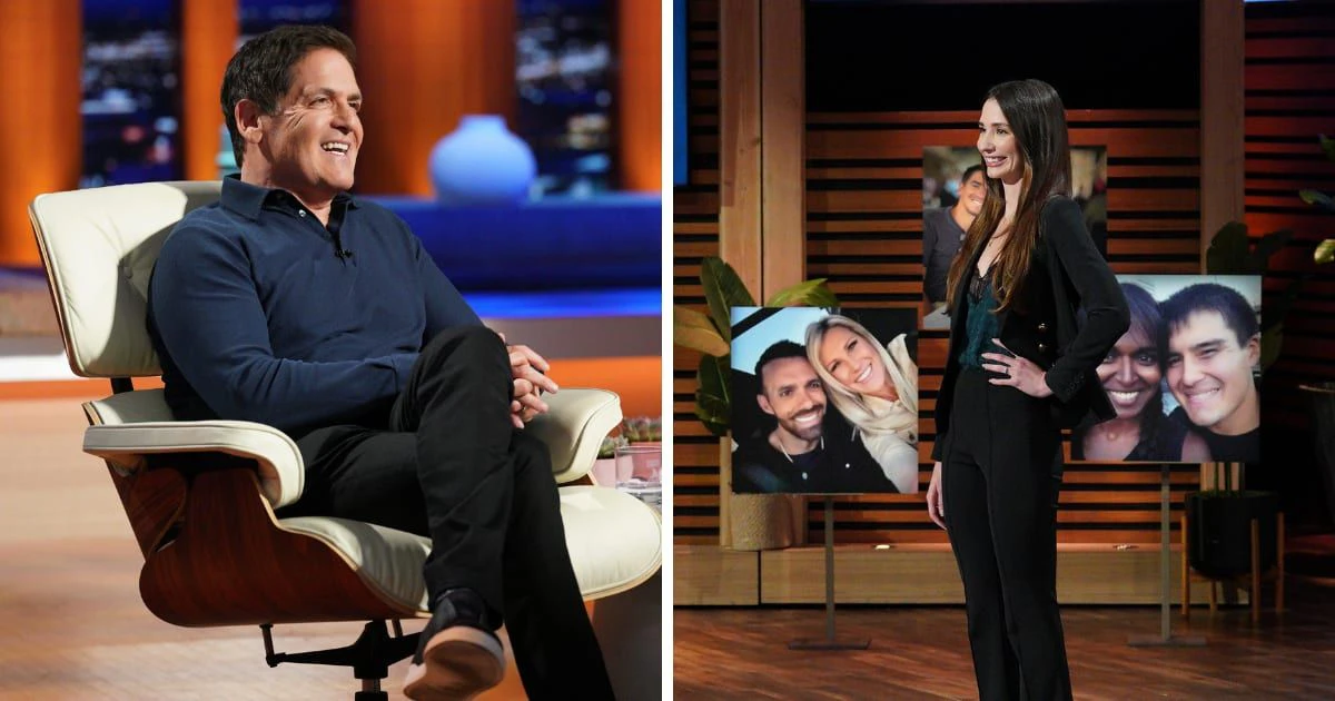 Photo of Blaine on the set of Shark Tank with Mark Cuban
