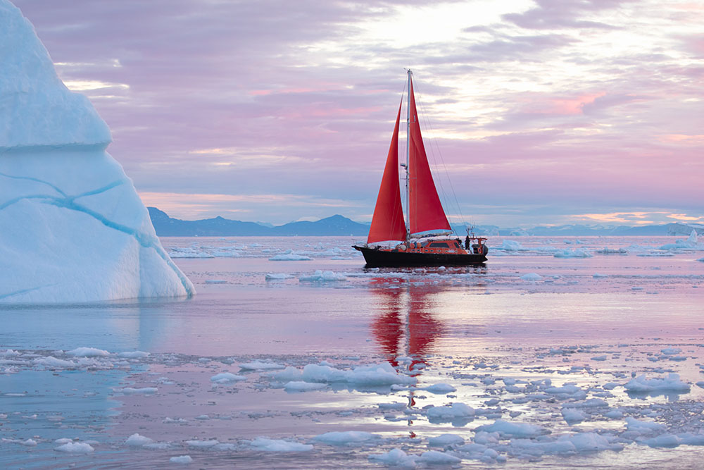 Photo of a boat on the open sea