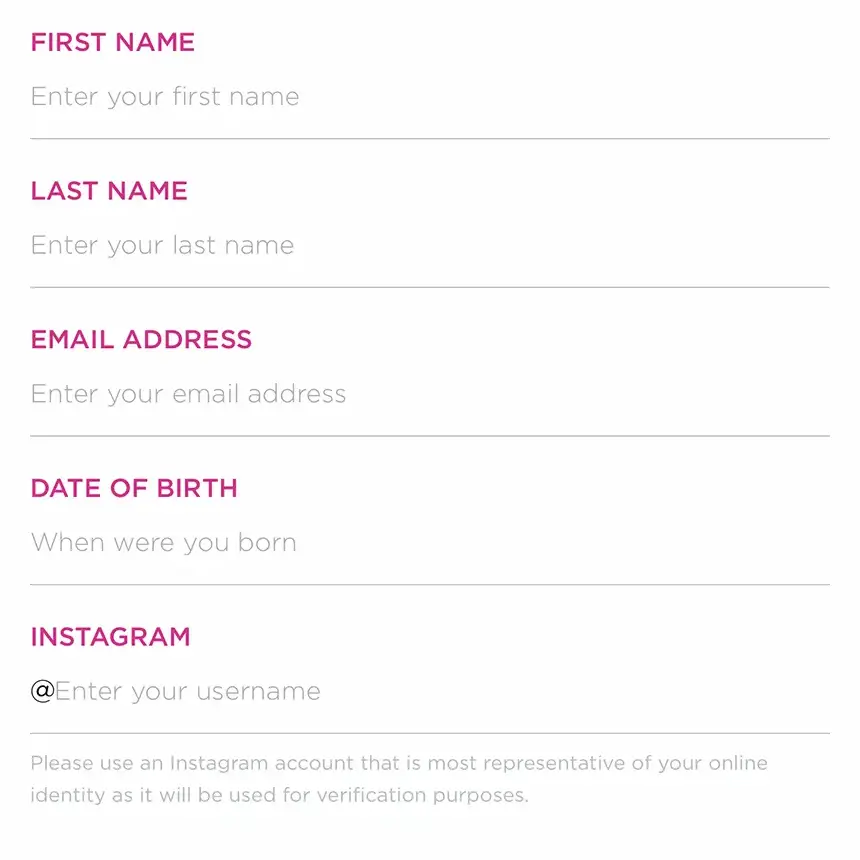 Screen 1 of the Raya application flow