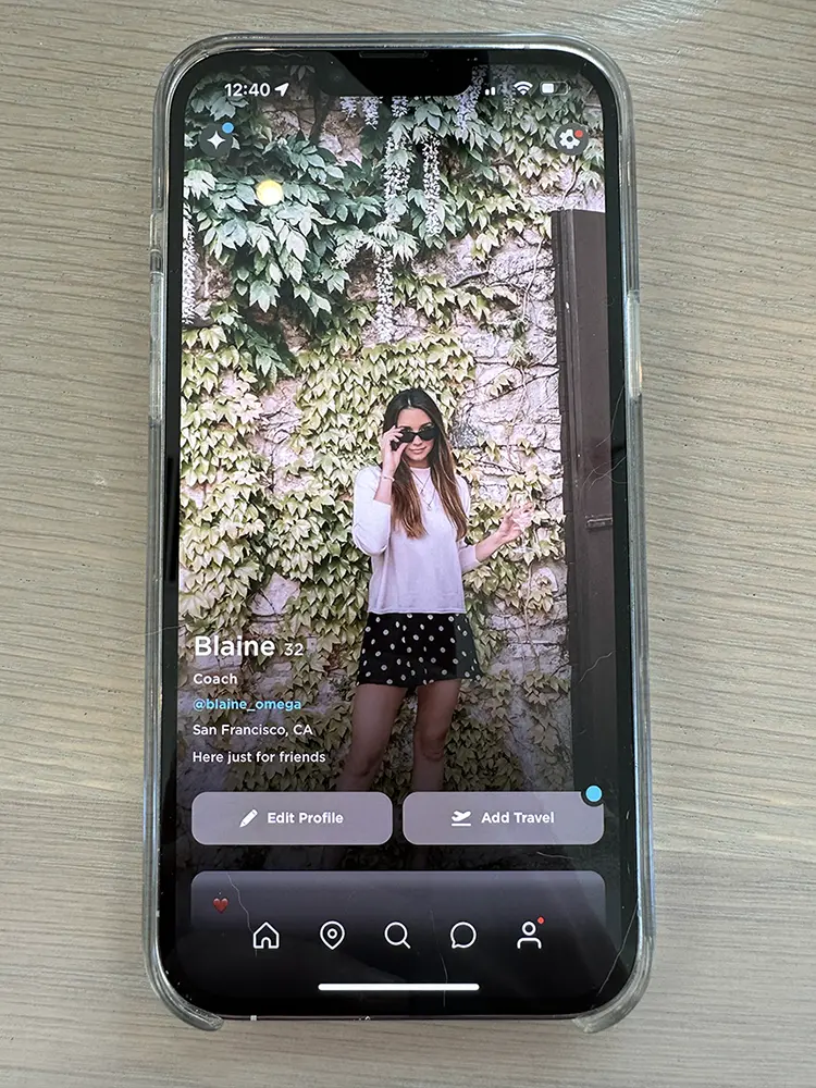 Screenshot of Blaine's Raya profile