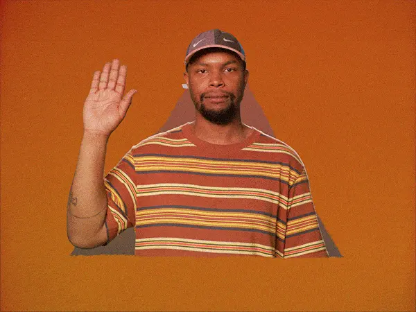 Gif of a Nike athlete, with his right arm raised, and left arm moving to his chest