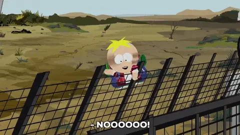 Gif of Butters from South Park jumping over a ledge