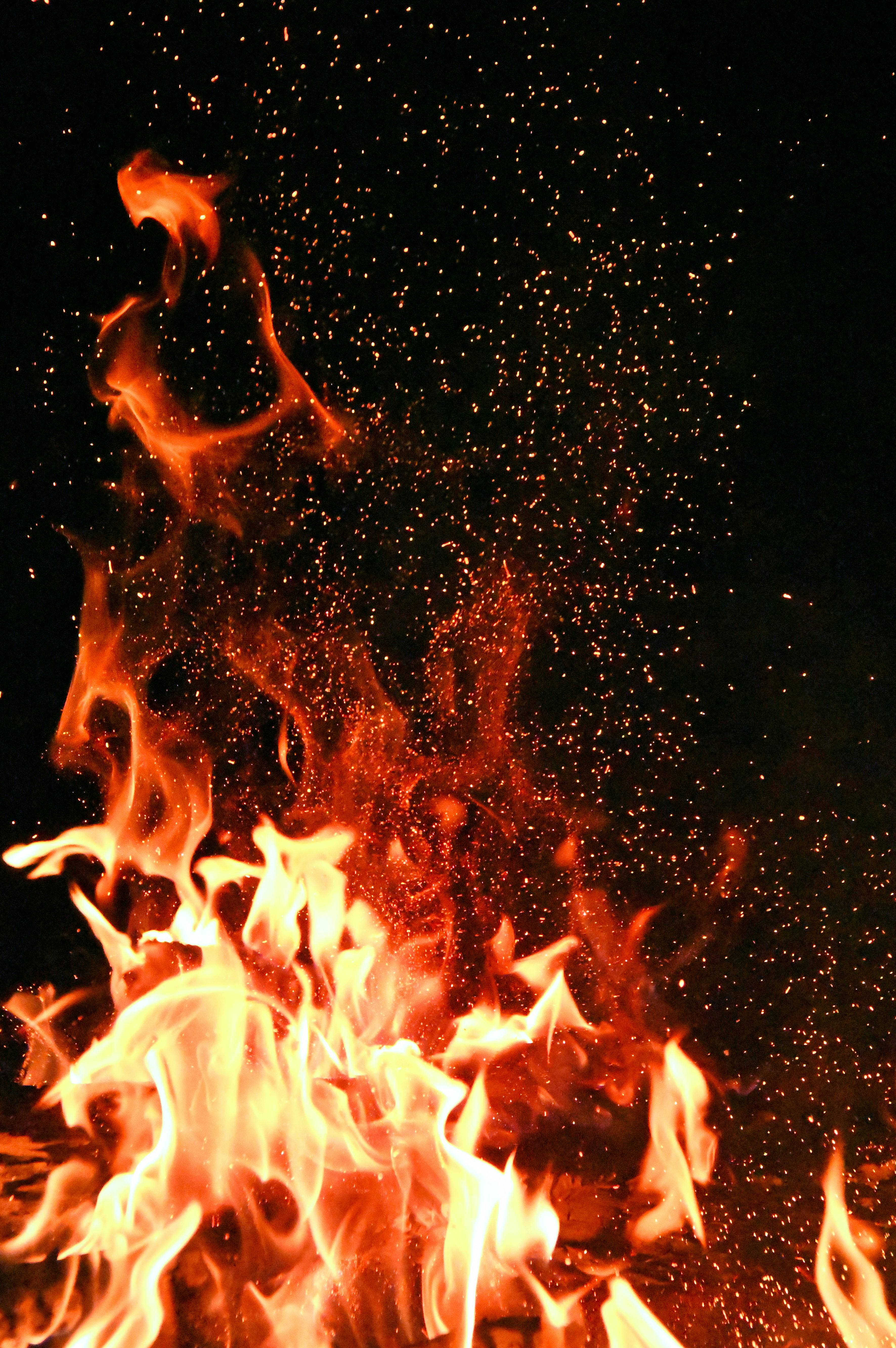 Campfire blazing