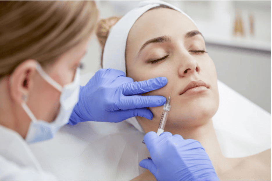 Patient receiving a facial injection, illustrating PRP treatment in Los Angeles.
