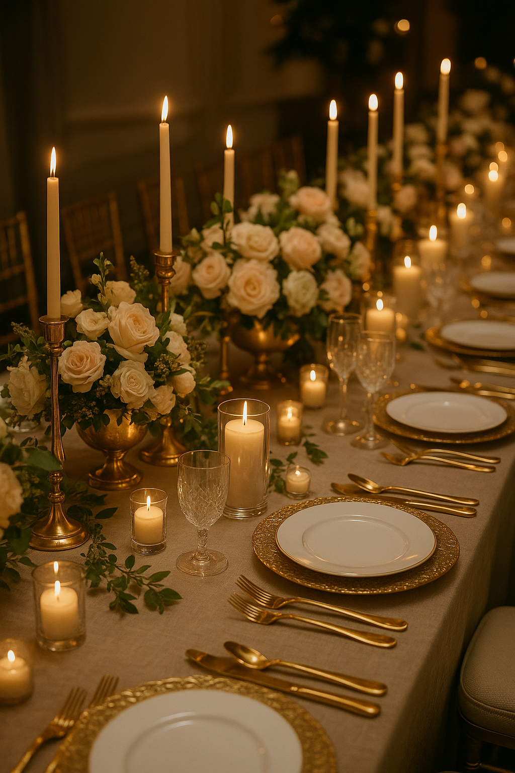 Luxurious venue dining space with tables