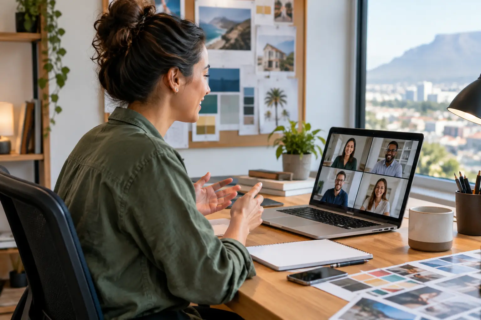 A professional team collaborating remotely, emphasizing effective hiring practices.