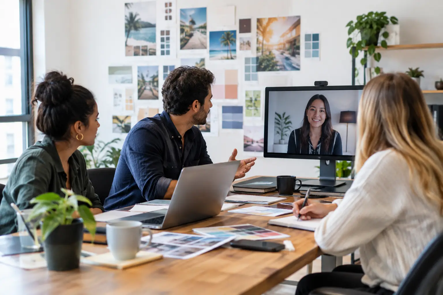 Illustration of a diverse team collaborating on workflows to enhance client retention in nearshore revenue teams.