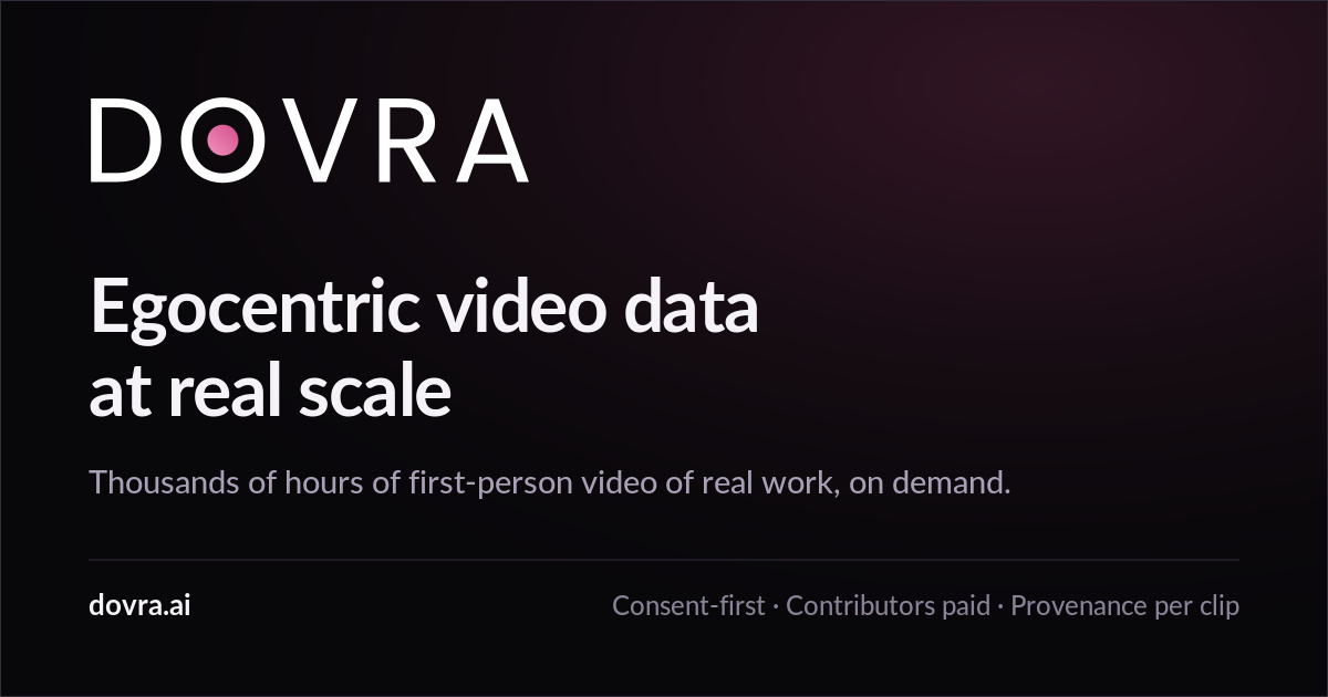 Dovra — egocentric video data at real scale