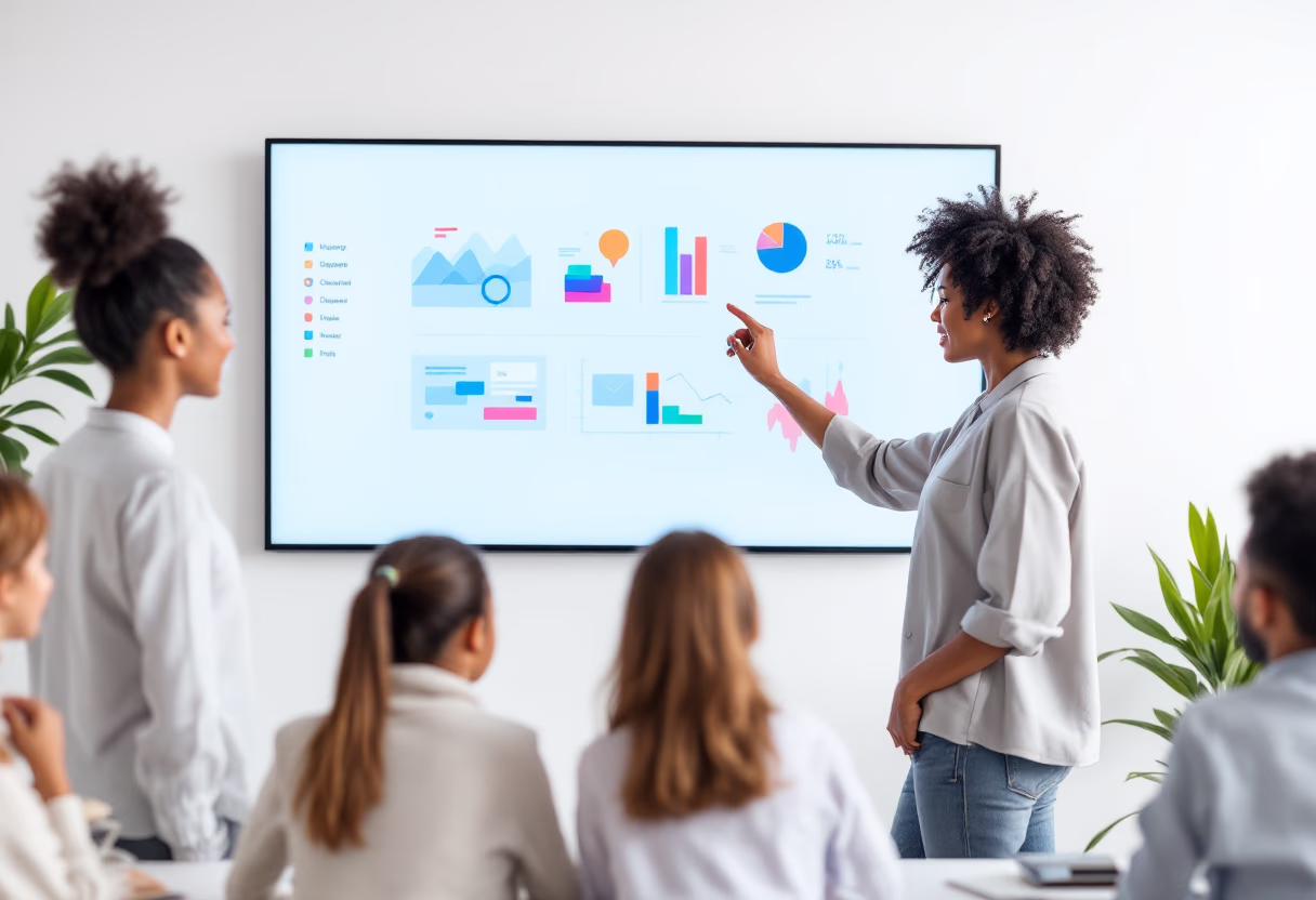 image of teacher using a smartboard (for a edtech)