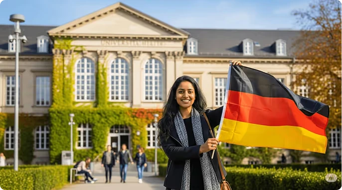A student after German language course in Calicut