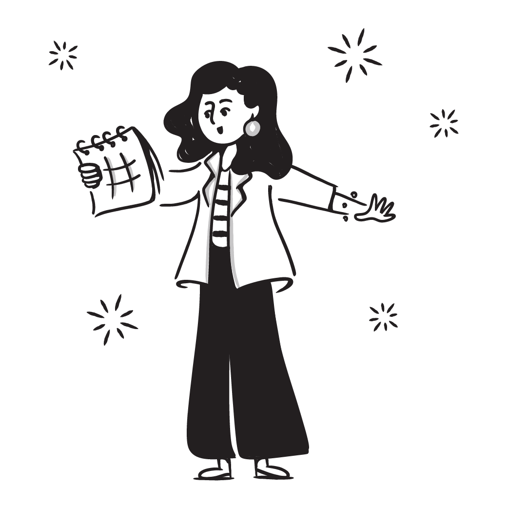 Illustration of a woman holding up a calendar