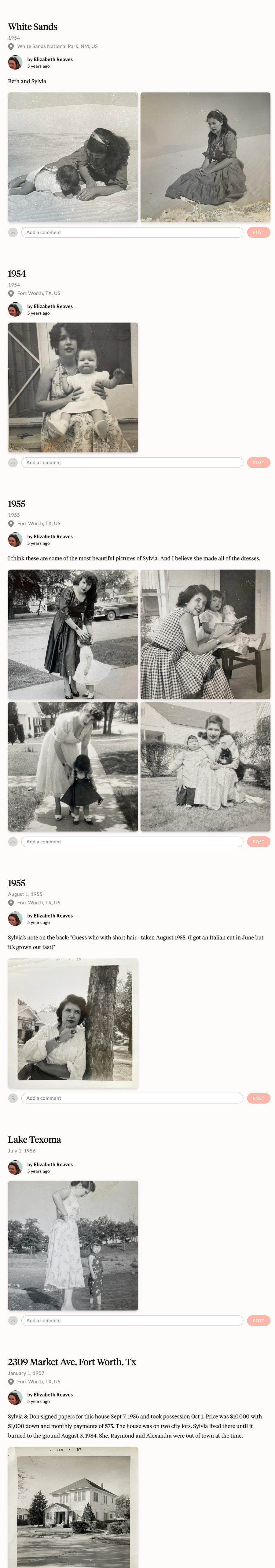 Sylvia Berry's timeline in Aatlas, with family photos from the 1950s