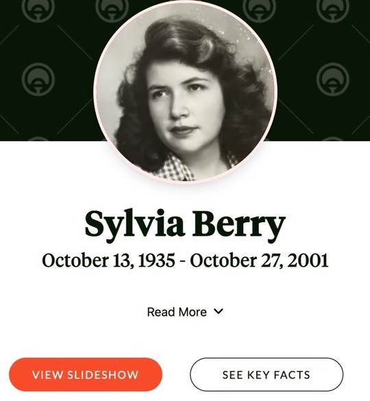 The About page of Sylvia Berry's Aatlas: her portrait, her name and dates, and a View Slideshow button