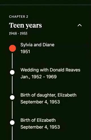 The Timeline in Sylvia Berry's Aatlas, chapter Teen years, listing memories from 1951 to 1953