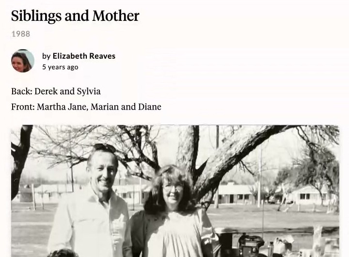 A memory in Sylvia Berry's Aatlas titled Siblings and Mother, 1988, with a group photo, added by Elizabeth