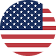 Circular icon of the United States flag with stars and stripes.