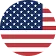 Circular icon of the United States flag with stars and stripes.