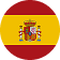 Flag of Spain with red and yellow horizontal stripes, the national coat of arms on the left side.