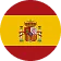 Flag of Spain with red and yellow horizontal stripes, the national coat of arms on the left side.