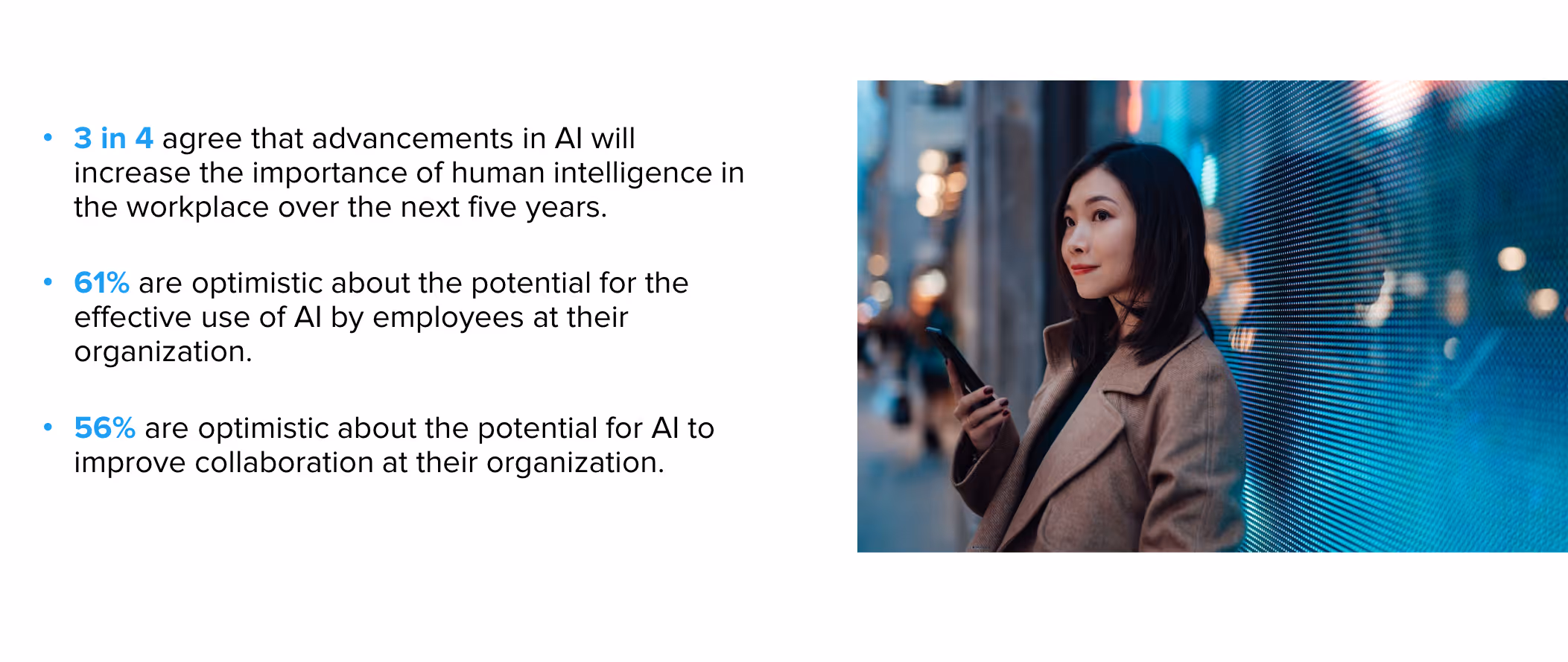 An image of statistics of HR Professionals optimistic about AI Recruiting tools in their oragnization