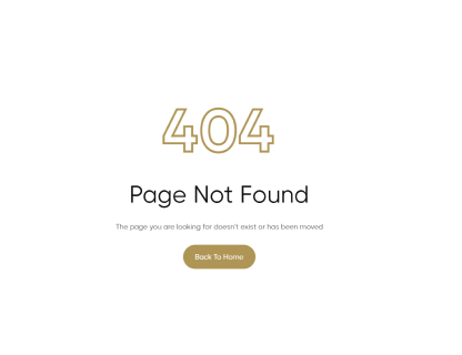 404 error message with text 'Page Not Found' and a button labeled 'Back To Home'.
