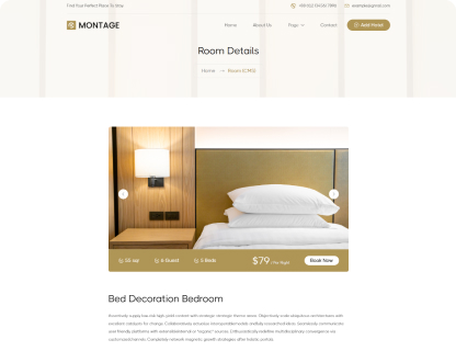 Modern bedroom with a neatly made bed featuring white pillows and linens, a wooden headboard, and a wall-mounted lamp above a bedside table.