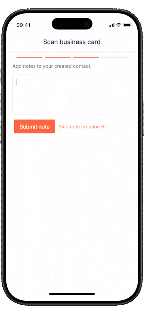 Adding notes while scanning in Snap2CRM
