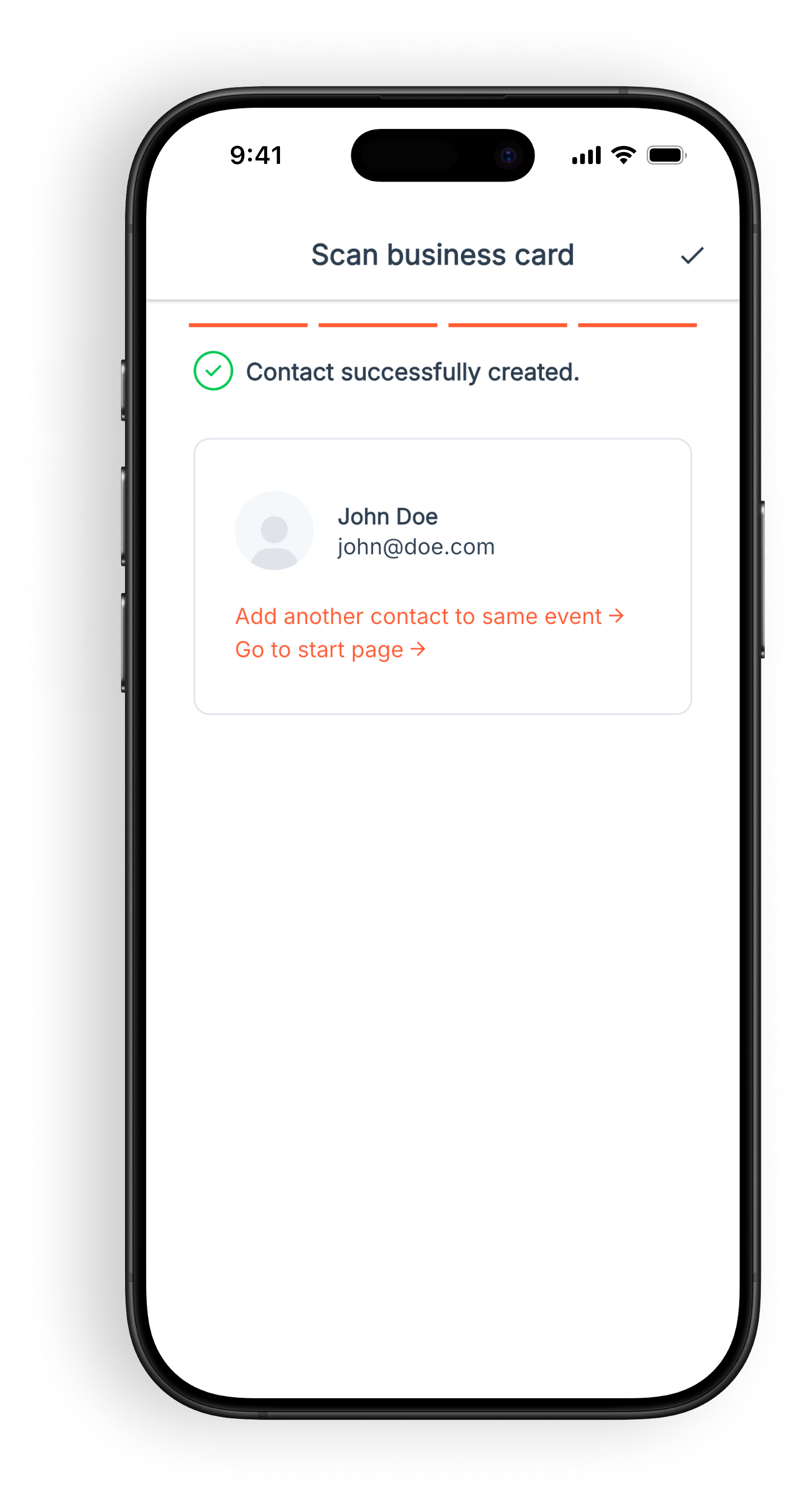 Scan, review, and successful HubSpot submission in Snap2CRM