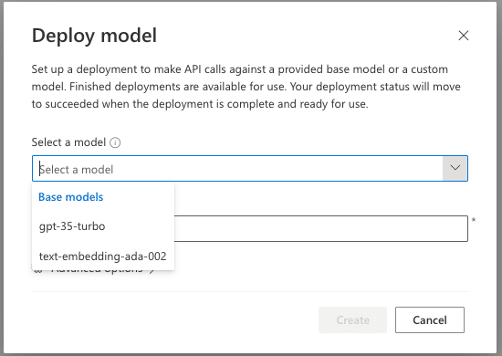 Select model and create deployment