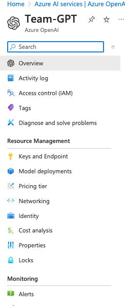 Model deployments menu
