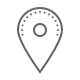 Map pin icon showing location marker with dotted outline