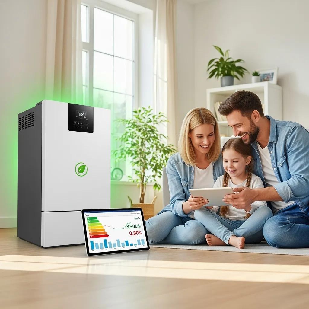 Modern high-efficiency furnace installed at home—lower energy costs