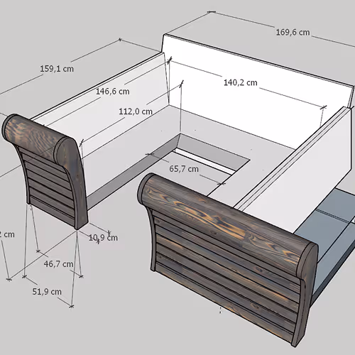 diseño sofa madera