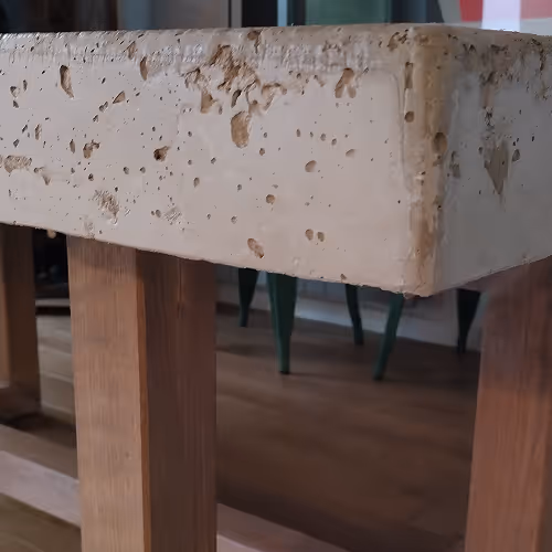 mesa cemento y madera