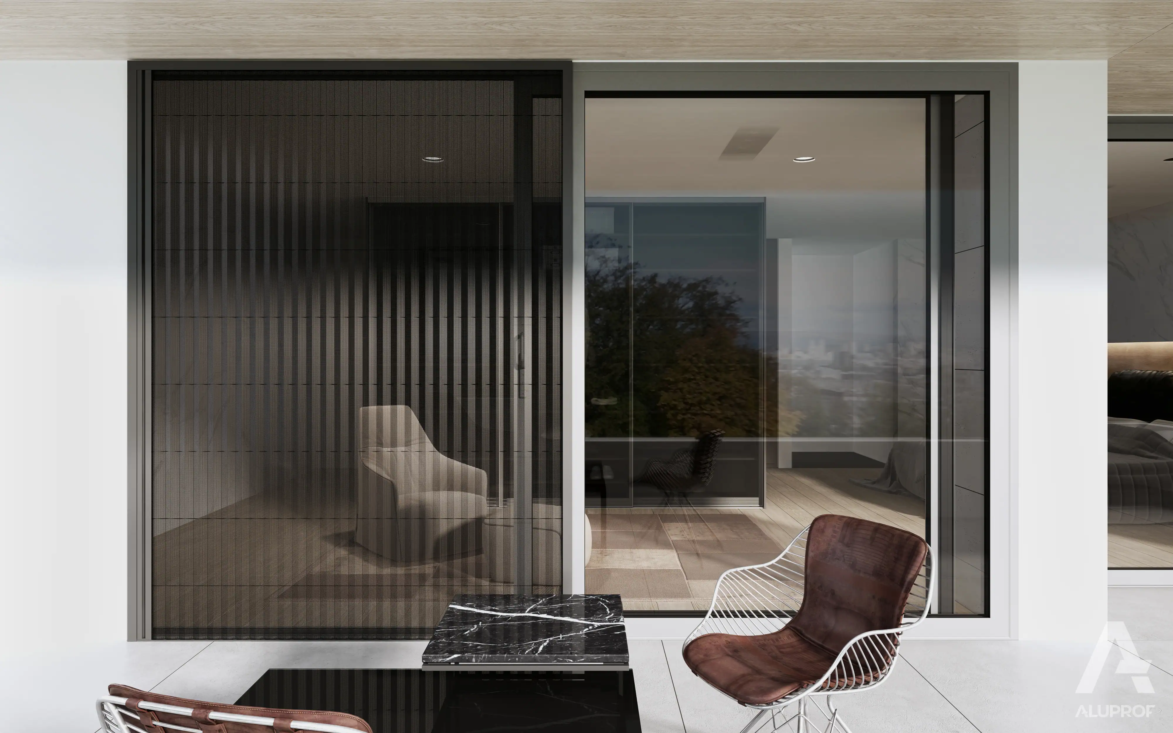 Pleated insect screens sun shading system RA HOUSE