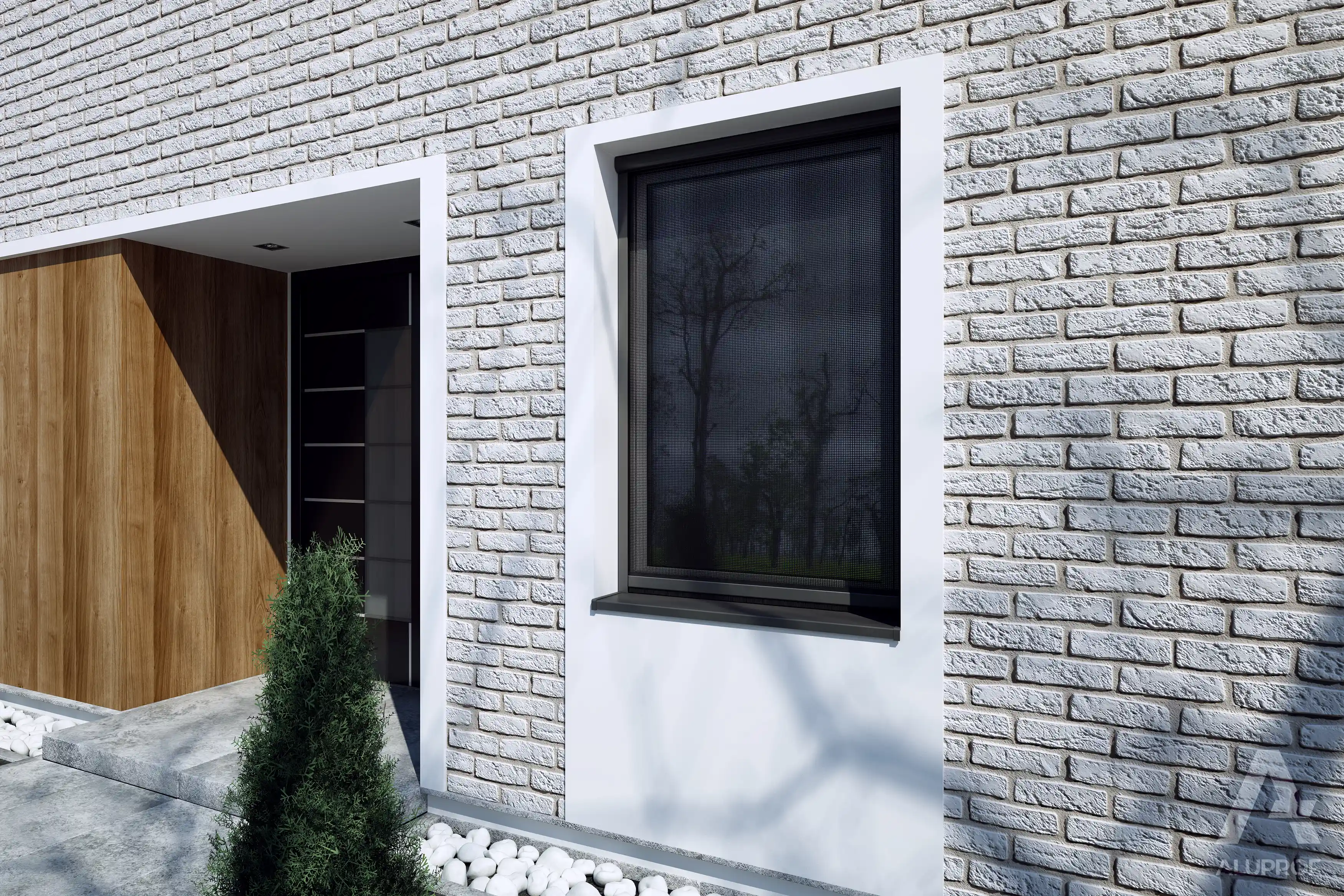 Fixed insect screens sun shading system RA HOUSE