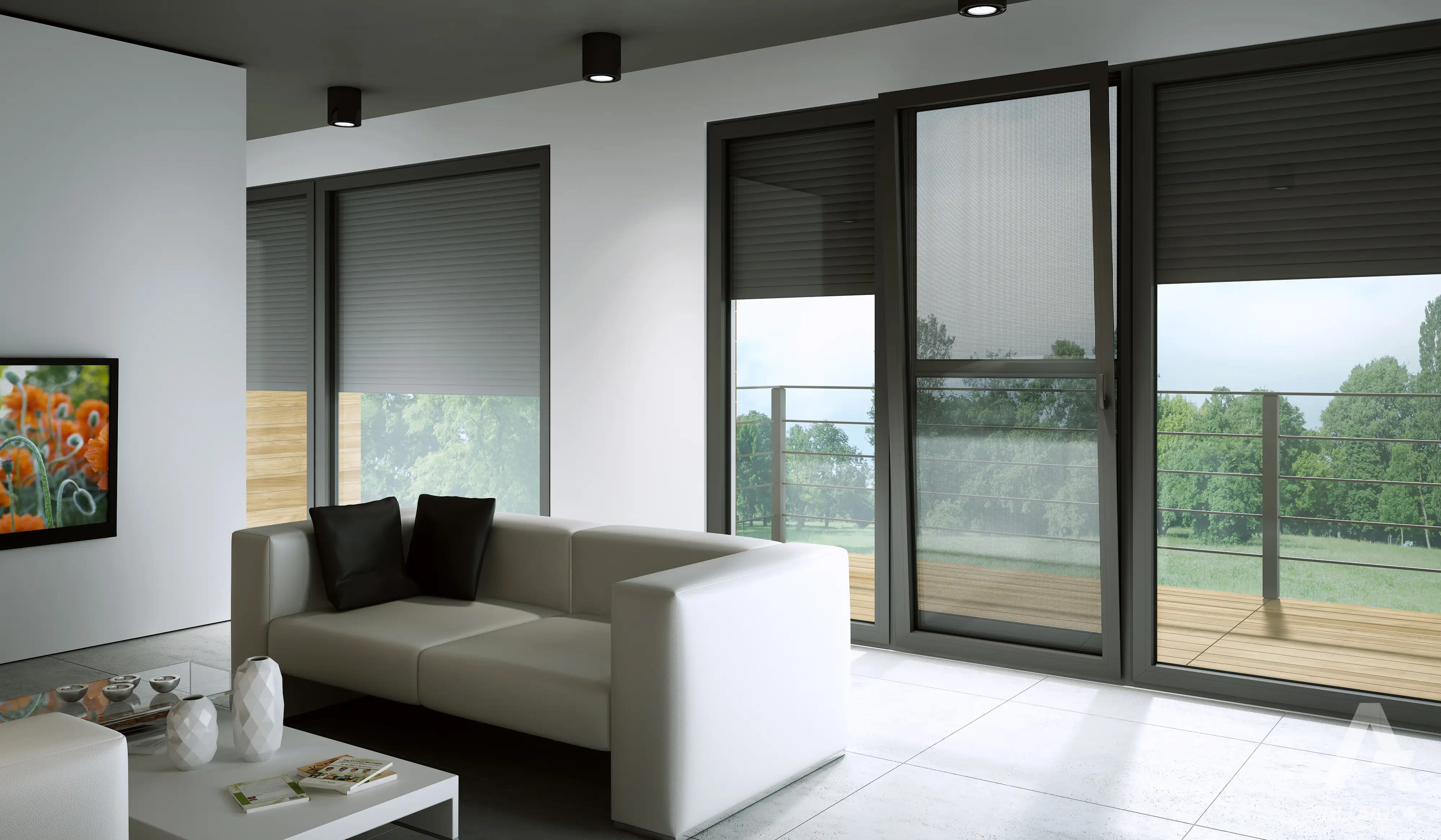 Flush mounted shutters for home security RA HOUSE