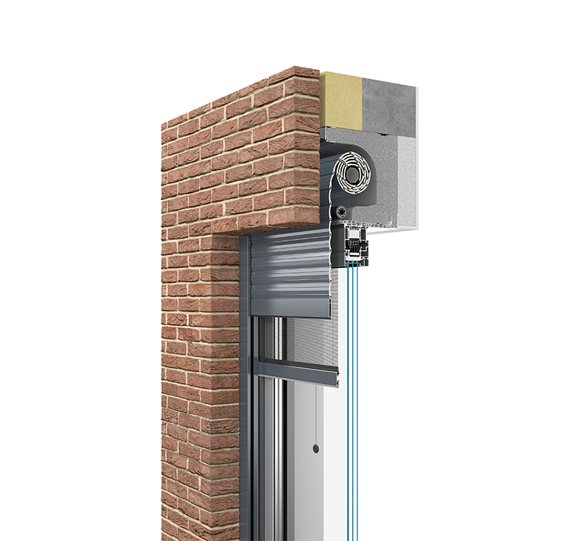 Top mounted roller shutters on modern home RA HOUSE