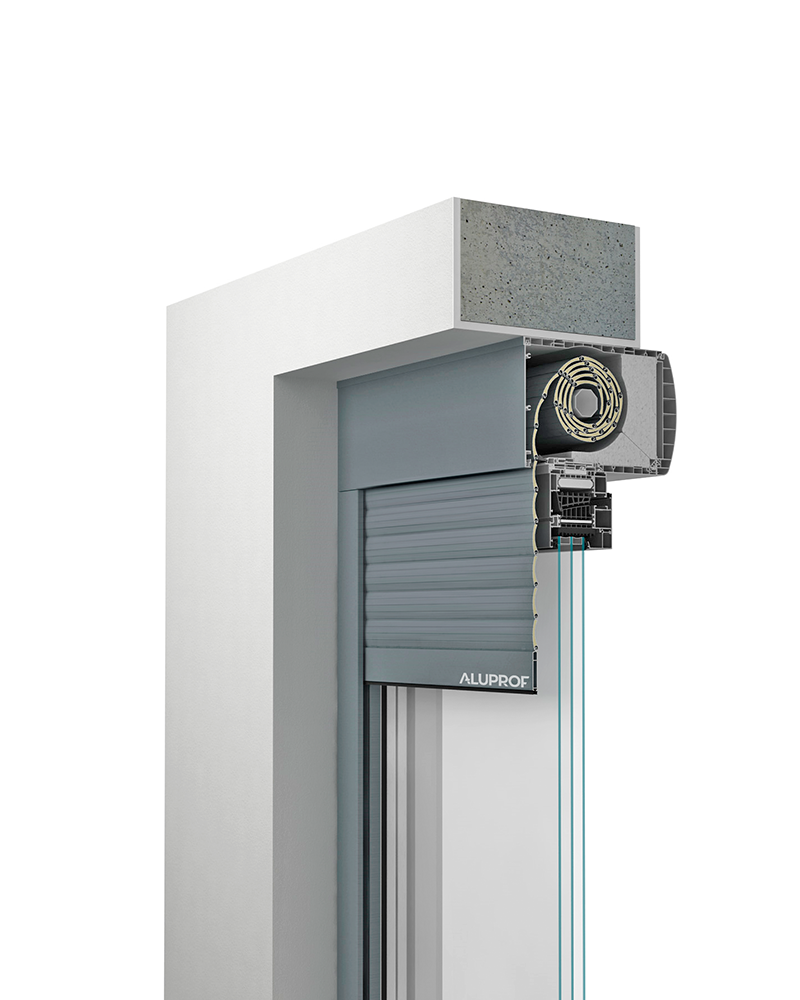 Top mounted roller shutters on modern home RA HOUSE