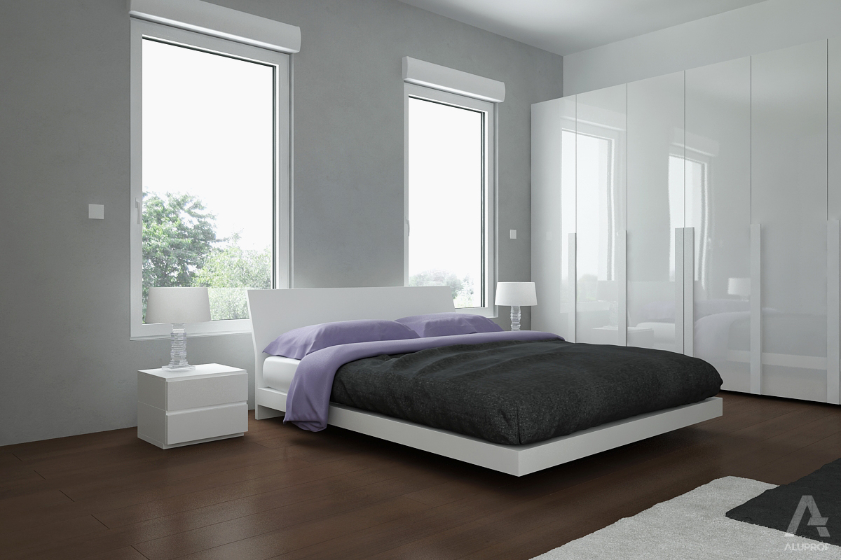 Top mounted roller shutters on modern home RA HOUSE