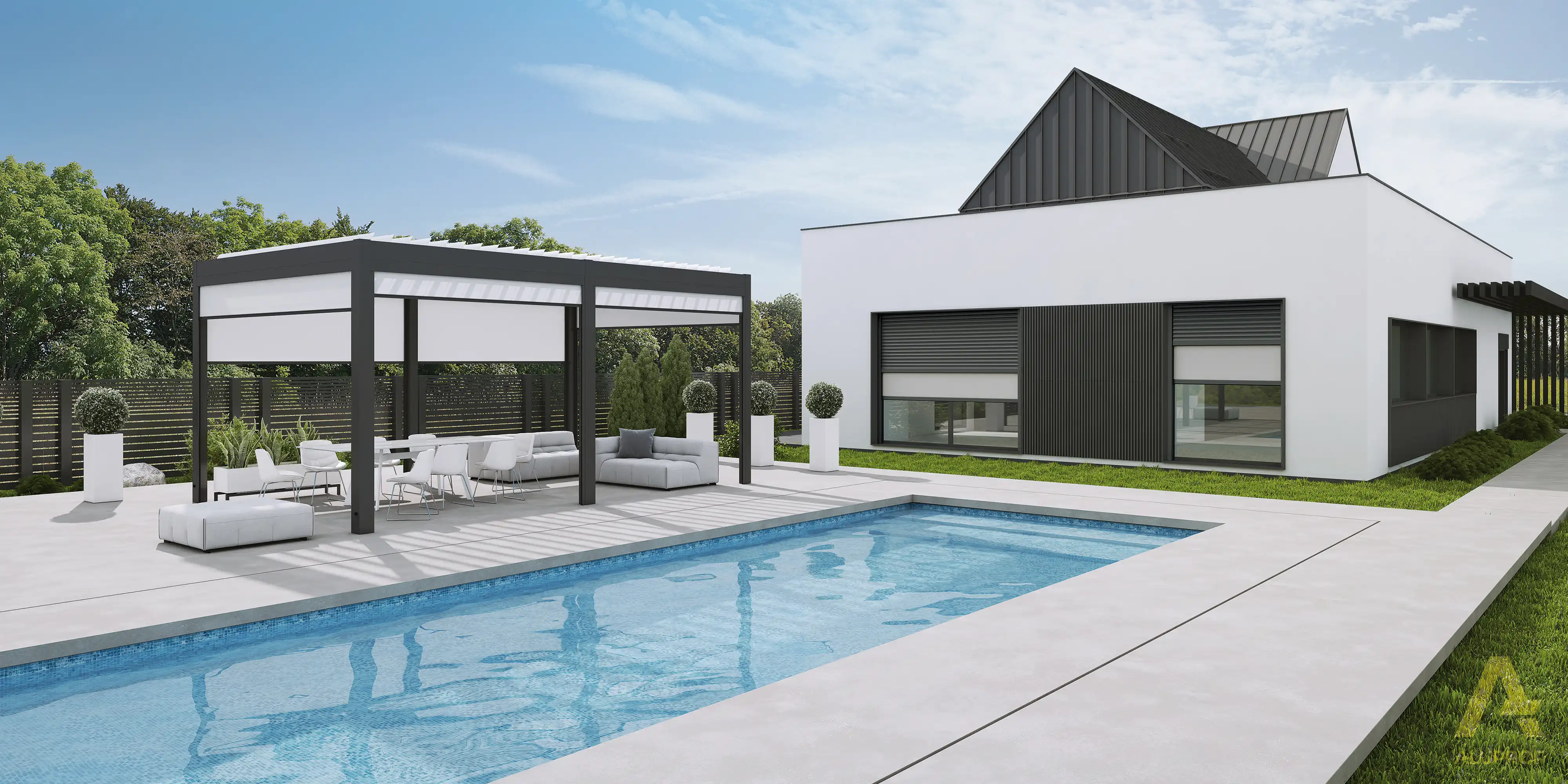 Modern house with Aluprof SkyTwin roller shutters – RA HOUSE