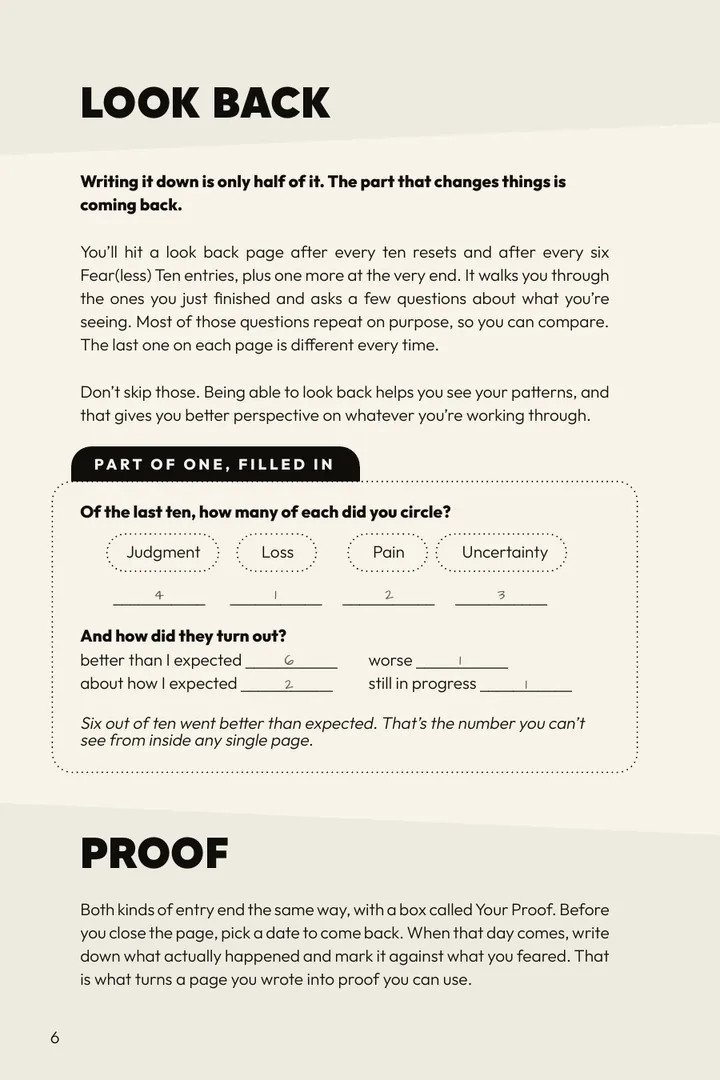 The page that explains look back pages and Your Proof