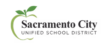 Sacramento City Unified School District logo with a green apple outline and leaf.