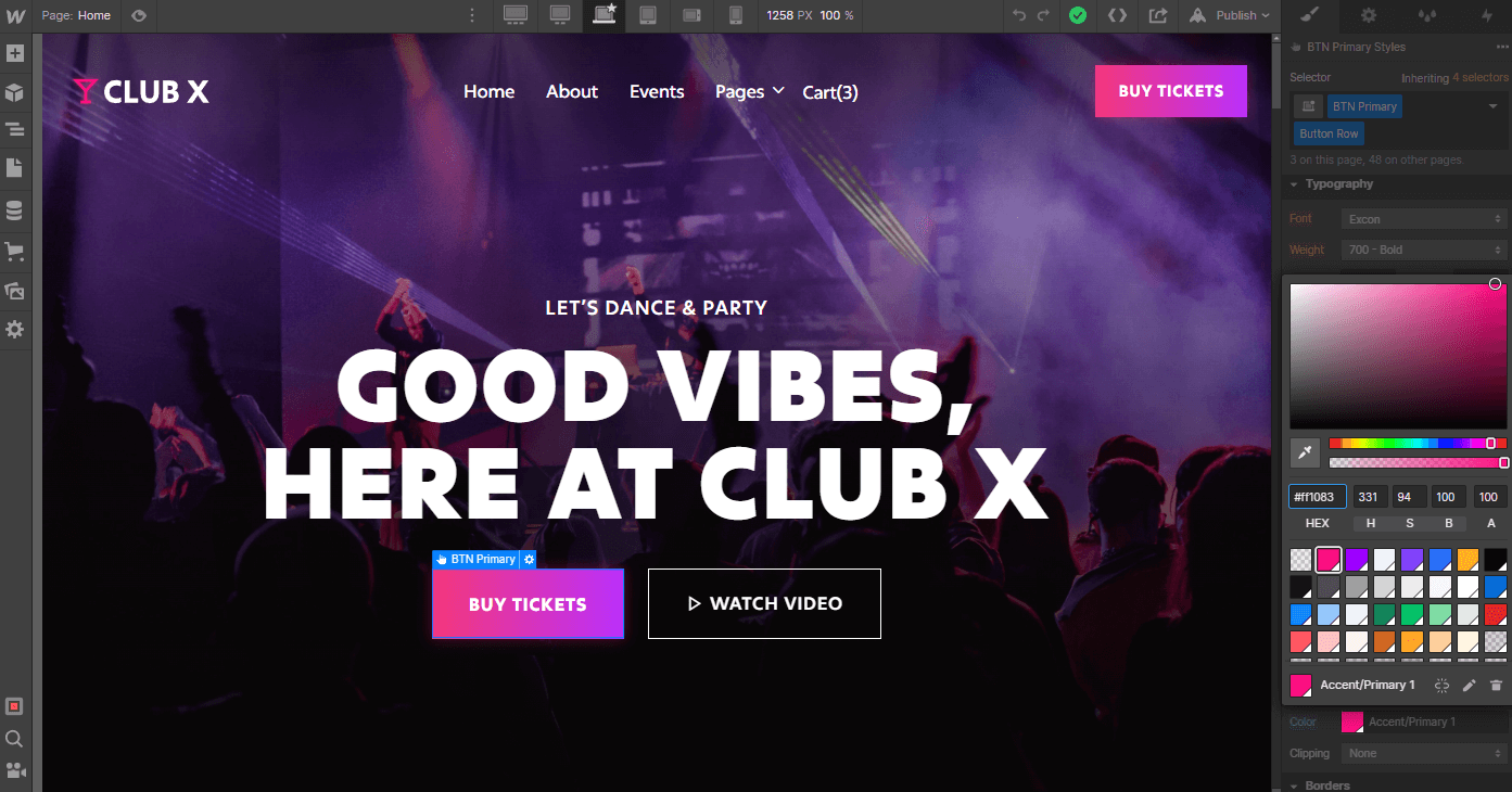 Colors - Club X Webflow Template
